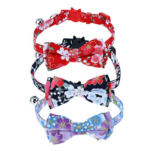 PEPLAYTAL 3pcs Haustierkatze Catch Collars Verstellbar Bequemer Katzenhalsgurt Mit Glockenfliegen von PEPLAYTAL