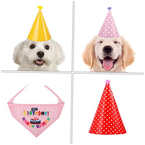 PEPLAYTAL Haustier-Geburtstagsfeier-Dekorationen Geburtstag des Welpen Katzengeburtstagsmütze Hund Geburtstag Kappe Hunde Haustier-Geburtstagsbandana Haustier Hund Geburtstagskappen Papier von PEPLAYTAL