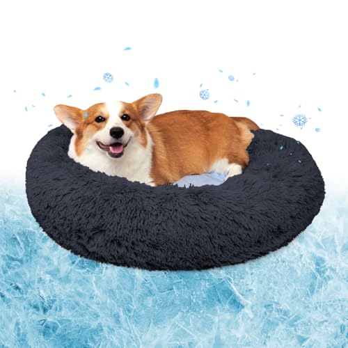 PEPPY BUDDIES Beruhigendes Premium-Hundebett + abnehmbare Kühlmatte, Donut-Hundebett, waschbar, ideal für kleine und große Hunde und Katzen & rundes Hundebett, mehrere Größen, leicht zu reinigen und von PEPPY BUDDIES