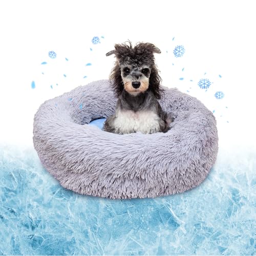 PEPPY BUDDIES Beruhigendes Premium-Hundebett + abnehmbare Kühlmatte, Donut-Hundebett, waschbar, ideal für kleine und große Hunde und Katzen & rundes Hundebett, mehrere Größen, leicht zu reinigen und von PEPPY BUDDIES