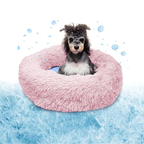 PEPPY BUDDIES Beruhigendes Premium-Hundebett + abnehmbare Kühlmatte, Donut-Hundebett, waschbar, ideal für kleine und große Hunde und Katzen & rundes Hundebett, mehrere Größen, leicht zu reinigen und von PEPPY BUDDIES