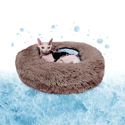 PEPPY BUDDIES Beruhigendes Premium-Hundebett + abnehmbare Kühlmatte, Donut-Hundebett, waschbar, ideal für kleine und große Hunde und Katzen & rundes Hundebett, mehrere Größen, leicht zu reinigen und von PEPPY BUDDIES