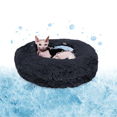 PEPPY BUDDIES Beruhigendes Premium-Hundebett + abnehmbare Kühlmatte, Donut-Hundebett, waschbar, ideal für kleine und große Hunde und Katzen & rundes Hundebett, mehrere Größen, leicht zu reinigen und von PEPPY BUDDIES