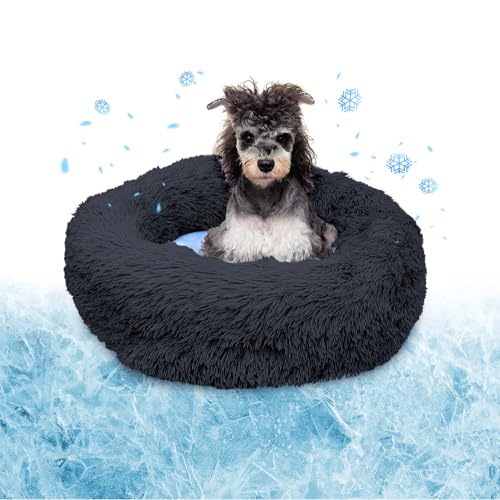 PEPPY BUDDIES Beruhigendes Premium-Hundebett + abnehmbare Kühlmatte, Donut-Hundebett, waschbar, ideal für kleine und große Hunde und Katzen & rundes Hundebett, mehrere Größen, leicht zu reinigen und von PEPPY BUDDIES