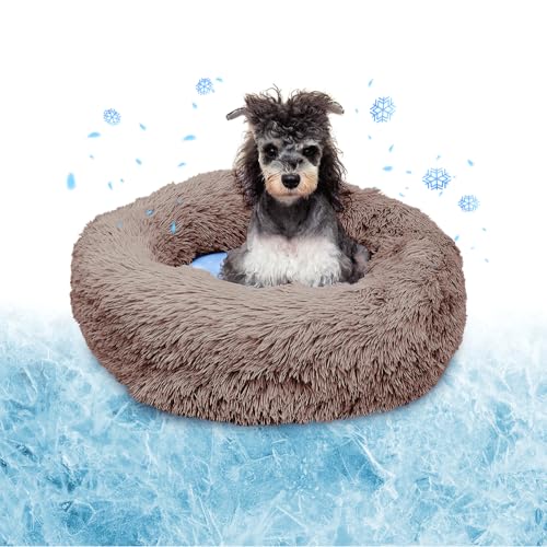 PEPPY BUDDIES Beruhigendes Premium-Hundebett + abnehmbare Kühlmatte, Donut-Hundebett, waschbar, ideal für kleine und große Hunde und Katzen & rundes Hundebett, mehrere Größen, leicht zu reinigen und von PEPPY BUDDIES