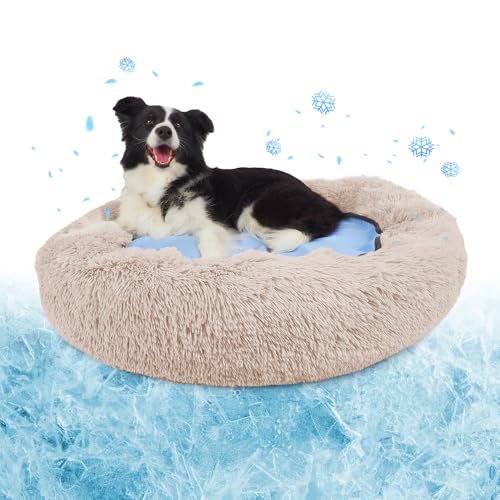 PEPPY BUDDIES Donut-Hundebett + abnehmbare Kühlmatte, beruhigendes Hundebett waschbar, ideal für kleine bis große Hunde und Katzen & rundes Hundebett, mehrere Größen, leicht zu reinigen und zu pflegen von PEPPY BUDDIES