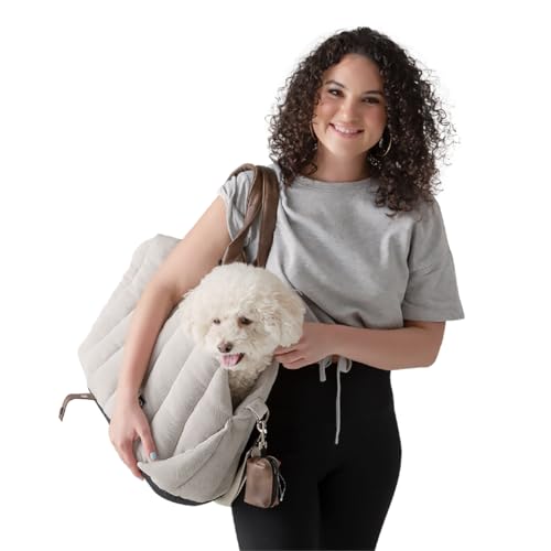 Peppy Buddies Tragetasche für kleine Hunde/Autositz für Hunde, 3-in-1-Mehrzweck-Stil, ideal für kleine Hunde und Katzen, maschinenwaschbar und Kapazität bis zu 9 kg (hautfreundlicher Stoff, Beige) von PEPPY BUDDIES