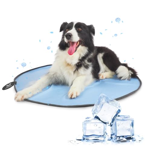 Runde Kühlmatte für Hunde, wendbar (kühl und wasserdicht), Kühlkissen für Hunde, maschinenwaschbar, ideal für den Einsatz auf runden Hundebetten, Sofa und Boden, langlebiges, umweltfreundliches von PEPPY BUDDIES