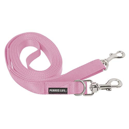 PERROS LIFE Hundeleine 3 Meter mit doppeltem Karabinerhaken 20 mm Hund Größe Medium von PERROS LIFE