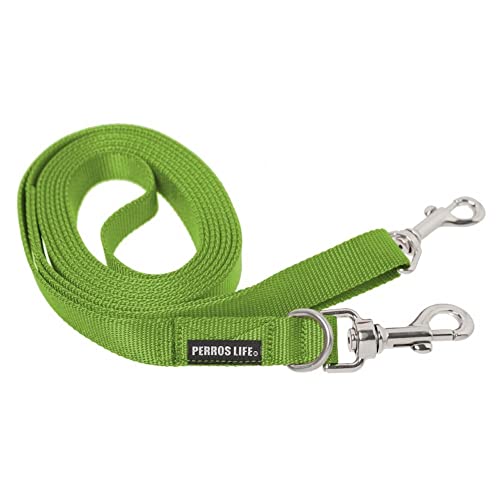 PERROS LIFE Hundeleine 3 Meter mit doppeltem Karabinerhaken grün 10 mm Hund Größe Mini von PERROS LIFE