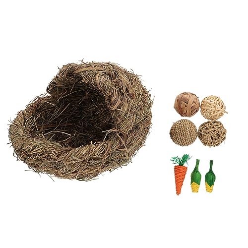 PERSELOSO 1 Satz Kaninchen-Gras-Nest Hamster hamsterspielzeug Hasen Rabbit Toys Igel Zubehör Hasenhamster Haustier-Hamster-Grasnest Geflochtenes Nest aus Schilfgras Stroh von PERSELOSO