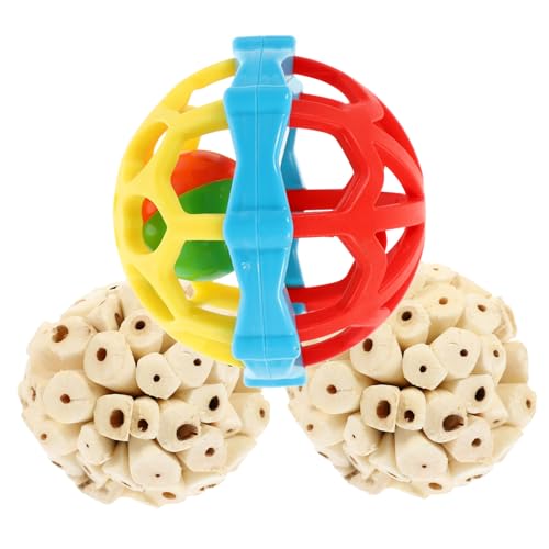 PERSELOSO 3 STK Vogel Spielzeugball Papageienschwung Zum Beißen Von Papageien Für Vögel Vogelbälle Vogelspielzeug Für Sittiche Hamsterspielzeug Weidenkugeln Birdie Gummi von PERSELOSO