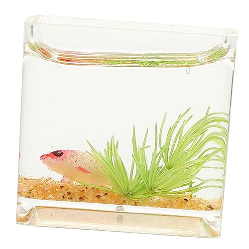 PERSELOSO Miniatur Aquarium Dekoration Realistisches Goldfisch Tank Ornament für Miniaturhäuser Weiß für Kreative Tischdekoration Blickfang PERSELOSO Miniatur Aquarium Dekoration Realistisches Goldfisch Tank Ornament für Miniaturhäuser Weiß für Kreative Tischdekoration Blickfang von PERSELOSO