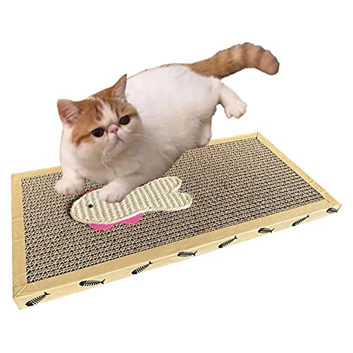 Katzenkratzbrett, Fisch-/Maus-Muster, Katzenkratzpads | wendbares Brett aus Wellpappe für Indoor-Katzen, langlebige Textur Design Lear-au von PERTID