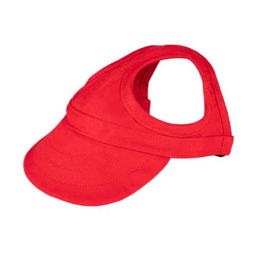 PERZOE Hunde-Baseballkappe, Haustier-Strandhut für Hunde, Hunde-Strandhut, Sonnenschutz, Haustier-Baseballkappe mit Ohrlöchern Rot L von PERZOE