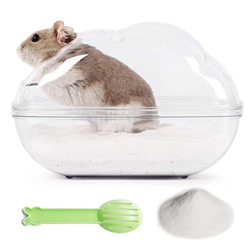 PESNLO Hamster Kleintier Sand Badewanne Badezimmer Tierbad mit Badesand und Schaufel Zubehör für Mäuse Igel Lemming Rennmäuse oder andere kleine Haustiere (Medium) von PESNLO