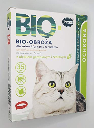 PESS Bio Zecken und Floh Halsband für Katzen mit natürlichen Geranien- und Zedernölen, 35cm von PESS