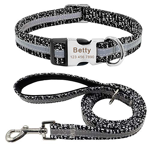 PET ARTIST Personalisierbares Hundehalsband für kleine mittelgroße und große Hunde, reflektierend graviert Hundehalsband mit Namen für Französische Bulldogge, Mops, Pudel, Boxer, Deutscher Schäferhund von PET ARTIST