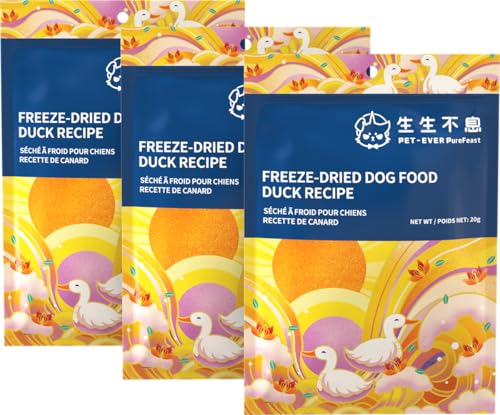 PET-EVER PureFeast Gefriergetrocknete Leckerlis für Hunde, 97% lyophilisiertes Futter tierischen Ursprungs, Behandlung mit hohem Proteingehalt, Topping und Mischer für Mahlzeiten für Hunde (Rezept von PET-EVER PureFeast