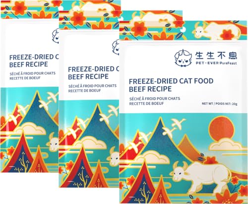 PET-EVER PureFeast Freeze-Dried Hilaw a Taraon Ti Pusa, 97% Taraon a Nagtaud iti Ayup para iti Pusa, Geboren a Protina a Treat & Topper (Beef Recipe - 2.1 Ounce) von PET-EVER PureFeast