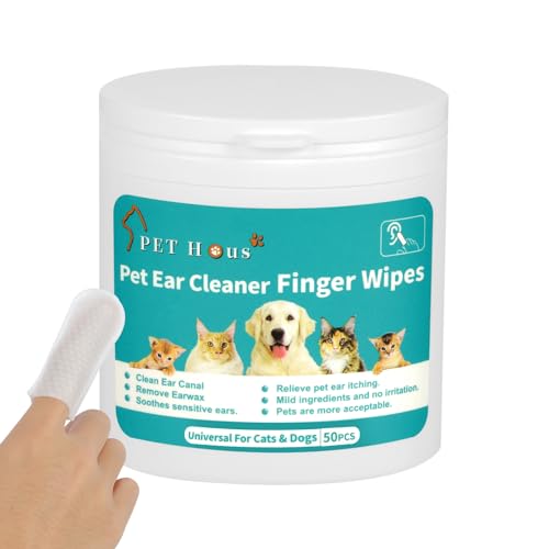 PET Hous Ohrenreiniger, Fingerreiniger, Fellpflegeset, Pflege für Katze, Hund, Kaninchen, Pony, Weiß und Grün von PET Hous