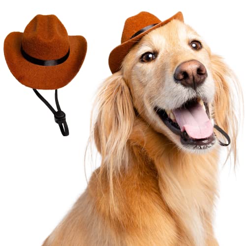 Pet Krewe Cowboyhut Hund Kostüm für Katzen und Hunde | Haustier Kostüm für Hunde 1. Geburtstag, Nationaler Katzentag & Feiern | Halloween Outfit für kleine und große Katzen & Hunde von PET KREWE UNLEASH THE PARADE