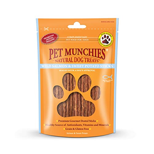 PET MUNCH - Pet Munchies Wild Salmon & Sweet Potato Dental Sticks - 90g - EU/UK von PET MUNCHIES