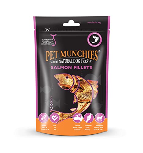 Pet Munchies Hypoallergen Lachs Filet Hunde Snack (8 Packungen) (8 x 90g) (kann variieren) von PET MUNCHIES