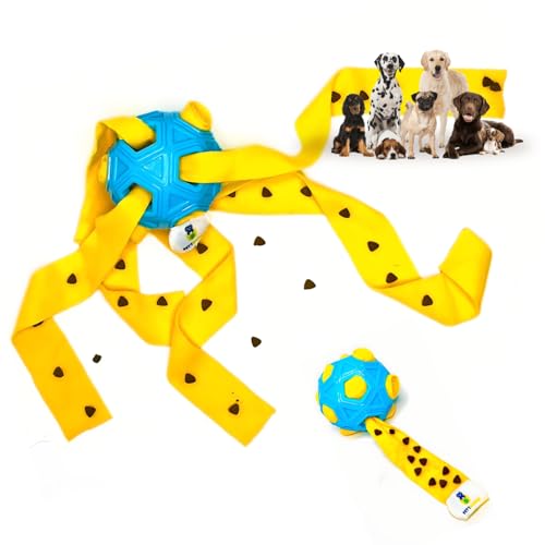 PET'SBARREL Schnüffelball für Hunde, interaktives Spielzeug für geistige Stimulation und langsames Füttern, gelbes und blaues Hundespielzeug, Puzzles für Hunde, um sie zu beschäftigen. von PET'SBARREL