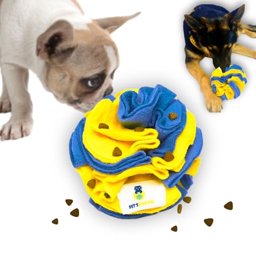 PET'SBARREL Snuffle Interactive Foraging Dog Puzzle Ball - Dog Enrichment Toys Dog Vibrant Yellow and Blue - Optimal Visual Stimulation Dogs Toys for Blind Dogs Snuffle Ball for Dogs von PET'SBARREL