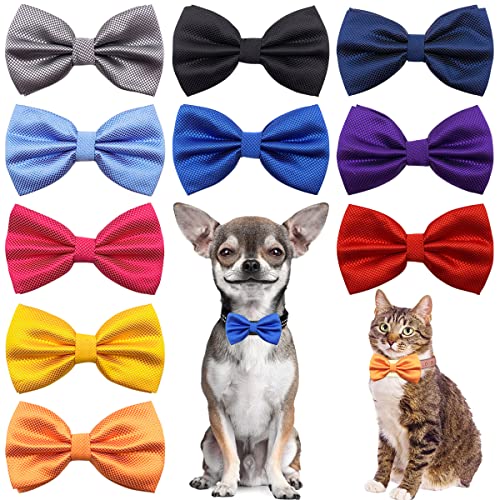 PET SHOW 10 Stück 6,3 cm 11,4 cm große Hunde Halsband Befestigung Fliege Verzierung Mädchen Jungen Medium Hund Welpen Katzen Halsband Charms Zubehör Bulk Slides Bowties für Geburtstag Hochzeit Party von PET SHOW