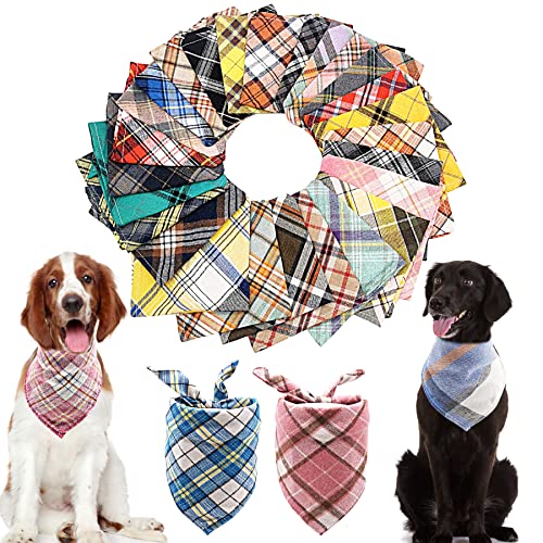 PET SHOW 50 Stück Bulk Plaid Small Dog Bandanas Female Male Cat Puppies Bibs Washable Cotton Triangle Head Scarfs Wholesale Medium Dogs Bandana Photo Prop Grooming Accessories von PET SHOW