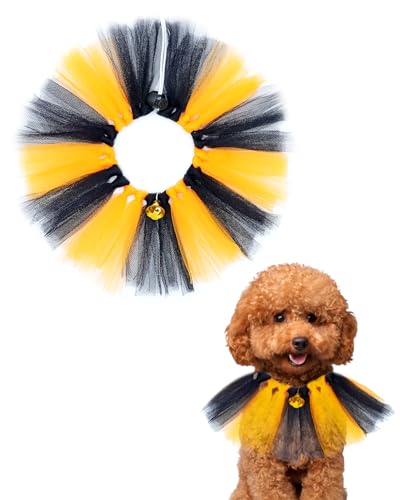 PET SHOW Halloween-Tutu-Halsband mit Glocke, Kordelzug, Tutu-Halskette für kleine Hunde, Katzen, verstellbarer Schal, Orange / Schwarz, Haustier-Kostüm, Party, Urlaub, Welpen, Halszubehör (Halloween) von PET SHOW