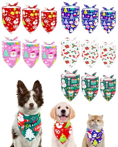 PET SHOW Halstücher für Hunde, Weihnachtsmotiv, groß, mittel, klein, 3 verschiedene Größen, Weihnachtsmann, Schneemann, Hunde, Kopftuch, Dreiecks-Lätzchen, Anzug, Weihnachten, Halstuch, Set, Katzen, von PET SHOW