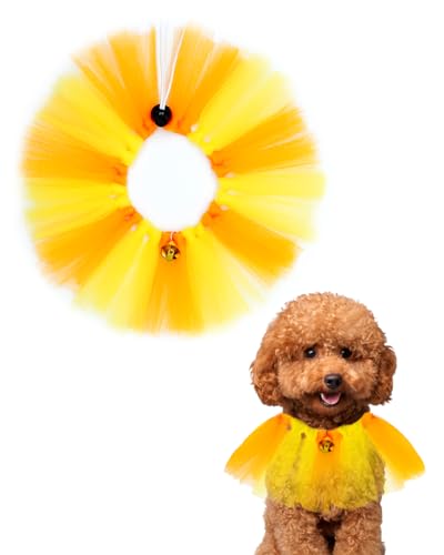 PET SHOW Hunde-Tutu-Halsband mit Glöckchen, Kordelzug, Tutu-Halskette für kleine Hunde, Katzen, verstellbarer Schal, buntes Haustier-Kostüm, Party, Geburtstag, Urlaub, Welpenhals-Zubehör (Orange und von PET SHOW