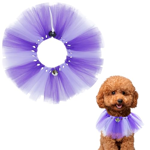 PET SHOW Hunde-Tutu-Halsband mit Glöckchen, Kordelzug, Tutu-Kleid für kleine Hunde und Katzen, verstellbarer Schal, buntes Haustierkostüm, Party, Geburtstag, Urlaub, Welpenrock, Halszubehör von PET SHOW