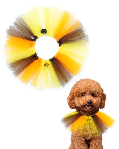 PET SHOW Hundehalsband mit Glöckchen und Kordelzug, Tutu für kleine Hunde und Katzen, verstellbarer Schal, Orange, Gelb und Braun, Haustierkostüm, Party, Urlaub, Welpen, Halszubehör (Thanksgiving) von PET SHOW