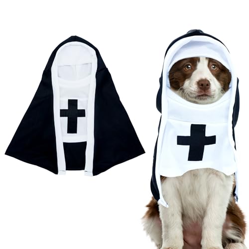 PET SHOW Nonnen-Hundekostüm für mittelgroße und große Hunde, Halloween-Cosplay-Outfit, schwarz-weißer Umhang, Haustierbekleidung, Urlaubsparty, Kleidung für Jungen und Mädchen (L/XL) von PET SHOW