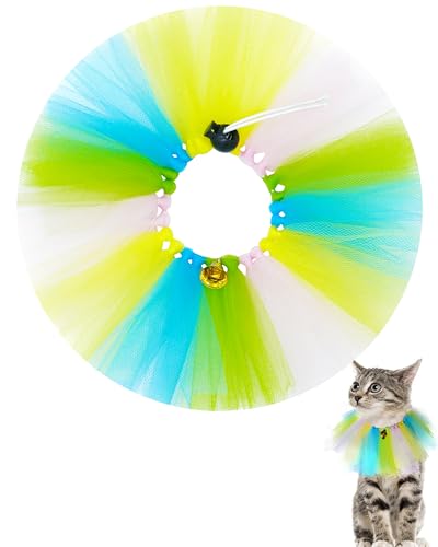 PET SHOW Tutu-Halsband mit Glocke, Kordelzug, Tutu-Kleid für kleine Hunde und Katzen, verstellbarer Schal, buntes Haustier-Kostüm, Party, Urlaub, Welpen, Rock, Halszubehör (Ostern) von PET SHOW