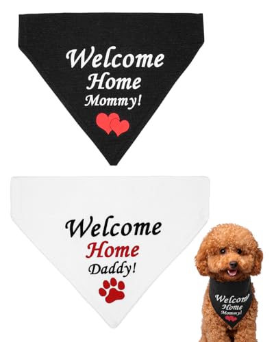 PET SHOW Welcome Home Hundehalstücher für kleine und mittelgroße Hunde, wendbar, Schlupf-Lätzchen, Weiß / Schwarz, waschbar, Halsband, Zubehör für Jungen, Mädchen, Hunde, Befestigung am von PET SHOW