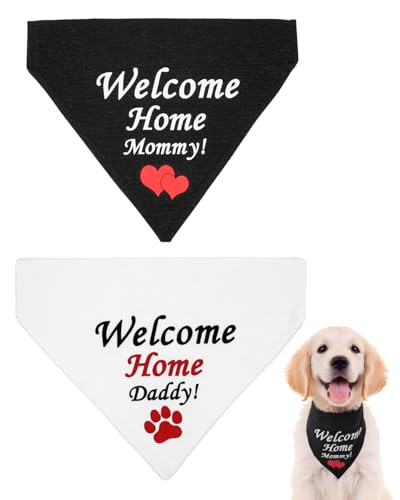 PET SHOW Welcome Home Hundehalstücher für mittelgroße und große Hunde, wendbar, Schlupf-Lätzchen, Weiß / Schwarz, waschbar, Halsband, Zubehör für Jungen, Mädchen, Hunde, Befestigung am von PET SHOW