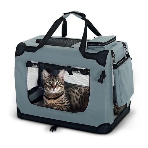 PET VIOLET Hundetransportbox Hundebox Faltbar Auto Transporttasche Hunde Katzen Tragetasche 50x34x36 cm, Grau PET VIOLET Hundetransportbox Hundebox Faltbar Auto Transporttasche Hunde Katzen Tragetasche 50x34x36 cm, Grau von PET VIOLET