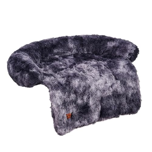 PETART Hundebettmatte für Couch - rutschfest, maschinenwaschbar - Bequeme Haustierunterlage für große Hunde und Katzen - Indoor-Sofakissen mit abnehmbarem Bezu (Tie-Dye dunkelgrau, L-110x105x17cm) von PETART