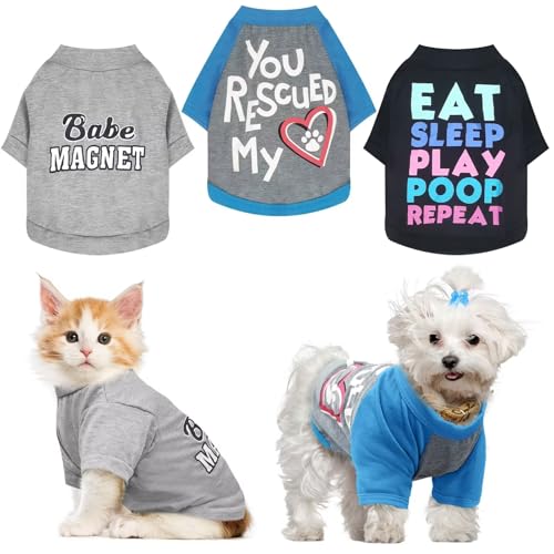 PETCARE Hundekleidung für kleine Hunde, Yorkie, Chihuahua, Shih Tzu, süße Welpenkleidung, weich, atmungsaktiv, Hunde-Shirts, Haustierkleidung, männlich, Hund, Katze, T-Shirt, Bekleidung, Kostüm, 3 von PETCARE