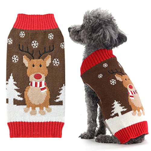 PETCARE Hunde-Weihnachtspullover-Kostüm, niedlich, hässlich, lustig, braun, Rentier, Weihnachtspullover für Hunde, Katzen, Kleidung, warm, Herbst, Winter, Urlaub, Pullover, Outfits, Weihnachten, M von PETCARE