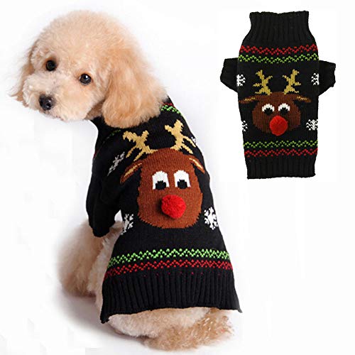 PETCARE Hundepullover Weihnachten Hund Rollkragenpullover Weihnachten Muster Strickwaren warme Haustier Pullover für Hundewelpen Party Puppy Geschenk für Hund von PETCARE