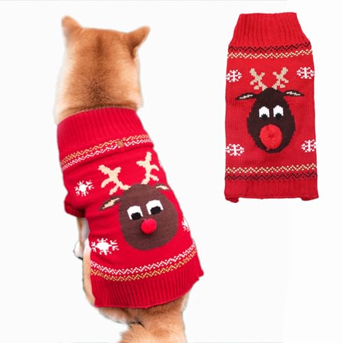 PETCARE Hundepullover Weihnachten Hund Rollkragenpullover Weihnachten Muster Strickwaren warme Haustier Pullover für Hundewelpen Party Puppy Geschenk für Hund von PETCARE