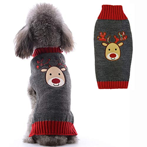 PETCARE Hundepullover Weihnachten Hund Rollkragenpullover Weihnachten Muster Strickwaren warme Haustier Pullover für Hundewelpen Party Puppy Geschenk für Hund von PETCARE