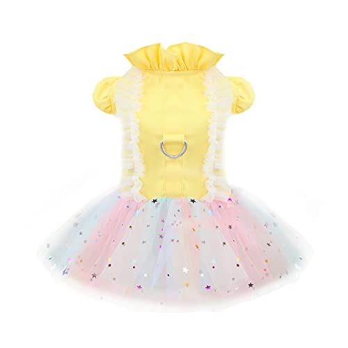 PETCARE Kleines Hundegeschirrkleid in Gelb, niedliches Regenbogen-Tutu-Kleid für Hunde, Prinzessin, Sommer, Welpen, Hundekleid für kleine Hunde, Mädchen, Katzenkleider, Kleidung für Katzen, Shih Tzu, von PETCARE