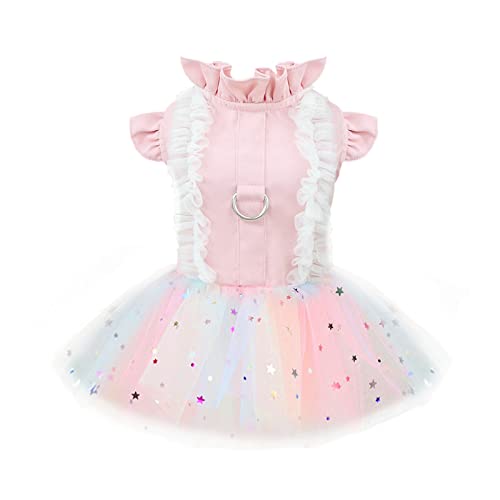 PETCARE Kleines Hundegeschirr Kleid Rosa Niedliches Regenbogen Tutu Kleider für Hunde Prinzessin Sommer Welpe Hundekleid für kleine Hunde Mädchen Katze Kleider Kleidung nur für Katzen Shih Tzu von PETCARE